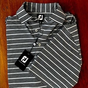 NEW FootJoy Lisle Men's Space Dye Stripe Golf Polo M Black 25629 MRSP $80